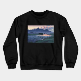 Shikishima Riverbank in Maebashi by Kawase Hasui Crewneck Sweatshirt